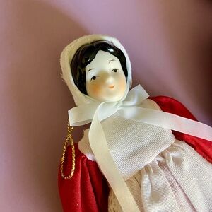 Vintage China Porcelain Head Hands Feet Victorian Doll Christmas Ornament 8”